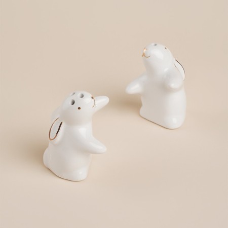 Set for spices ceramic SL Home "Easter rabbits", 2 items: Solonka 230 ml, list of 230 ml, white color-1
