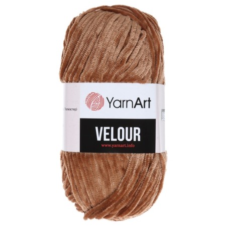 Yarn "Velour" 100% micropoliester 170m/100g (849 coffee with milk.)-1