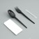 A set of disposable dishes "Fork, spoon, napkin. Bum., Toothpick" Black, 16.5 cm