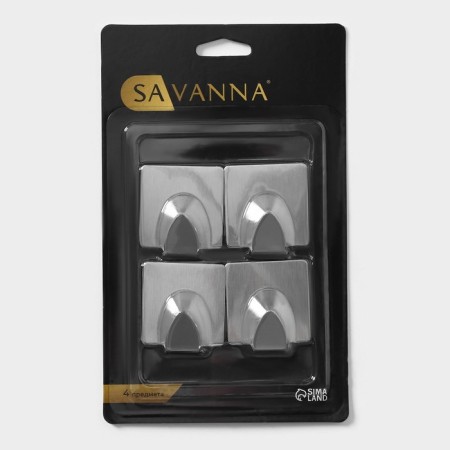 Savanna Velcro hook "Square", 4 pcs, metal-4