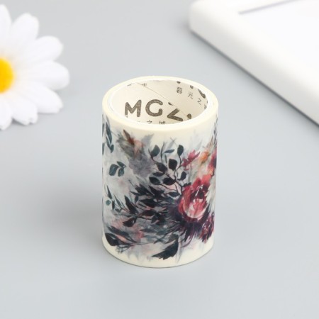 Adhesive tape paper "Pink flowers" width 5.4 cm winding 3 m 5.4x3.8x3.8 cm