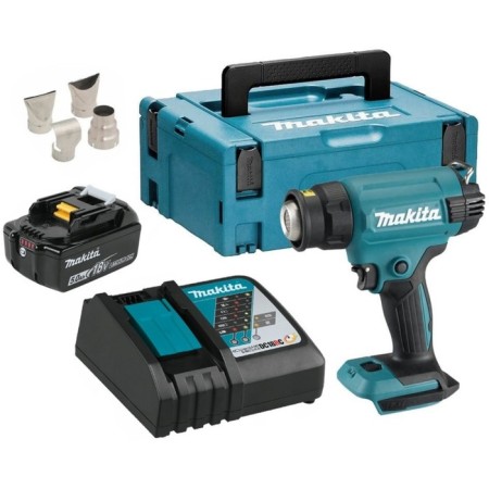 Building battery -free Makita DHG181RT1J, 18 V, 5 Ah, 550 ° C, 6 modes, case