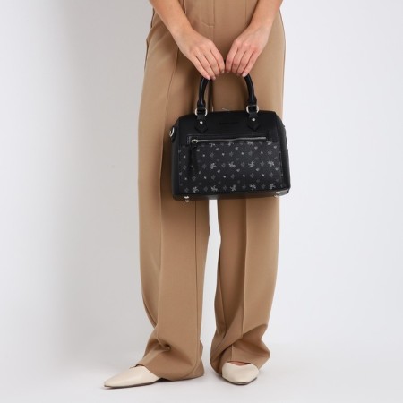 Women's bag on the zipper David Jones, 2 external pockets, black color-7