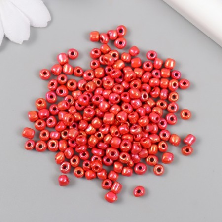 Glass beads 6/0 "chameleon. Red-orange" effect of ceramics 30 grams-1