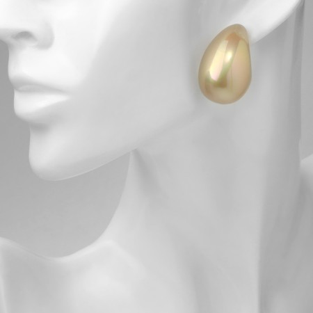 Earrings plastic "drop" smooth max, beige color-5