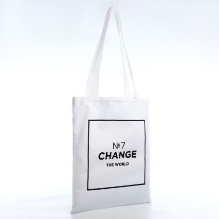 Bag Schoper "Change the World" 35x0.5x40 cm, Department without lightning, without lining, white-1