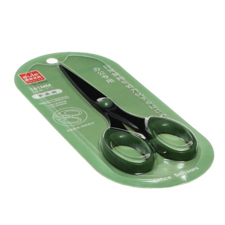 Office scissors 16cm, black blade, plastic handles, mix-1