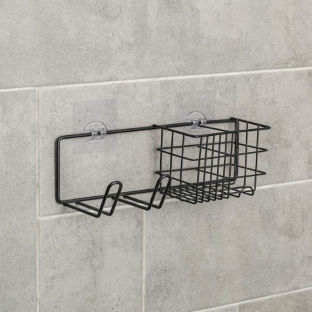Velcro shelf with a hairdryer holder, 27 × 8 × 8 cm, black color
