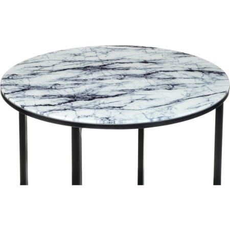 Coffee table Volopas metal, white marble/black 48x48x60 cm-2