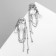 Earrings with rhinestones "Circus" with chains, white color in silver