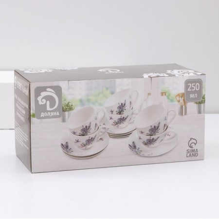 Service Porcelain Tea Daulay "Ptashka", 12 items: 6 cups 250 ml, 6 saucer d = 15 cm-12
