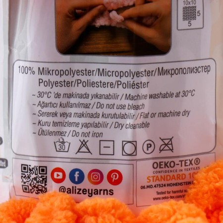 Yarn "Puffy" 100 % micropoliester 9m/100g (336 orange)-3