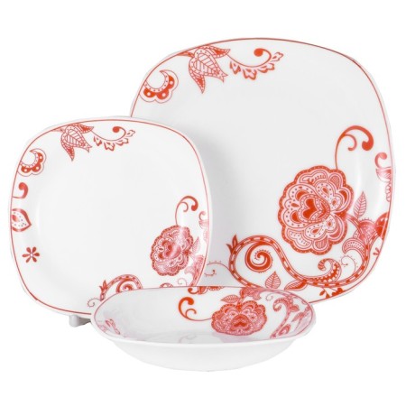 Set of square plates OlaFF "Red Flowers", 18 items-1