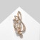 Brooch "Violin key" with pearl notes, the color is white in gold