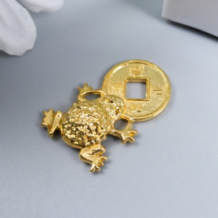 Souvenir Metal "Cash toad with coin" gold 2.6x1.5 cm-1