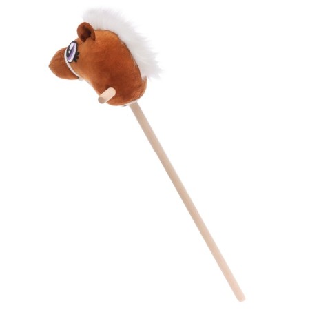 Soft toy "horse-horseman", on a stick, mix, brown color-9