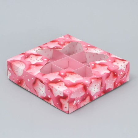 Box for sweets, confectionery packaging, 9 cells, “sweets”, 14.7 x 14.7 x 3.5 cm