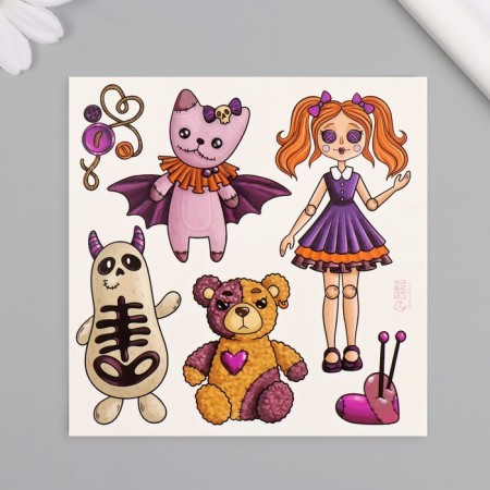 Tattoo on the body color "Toys" 10x10 cm