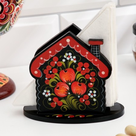 Napkin "house", 7 x 10 cm, Khokhloma