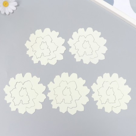 The workpiece of Foamiran "Flower Curly" 10x9.5 cm set 5 pcs. Ribbed champagne-3