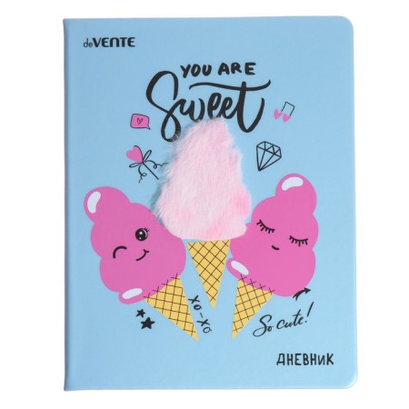 Universal diary for grade 1-11 Cotton Candy, solid cover, artificial leather, silkography, liesse, 80 g/m3