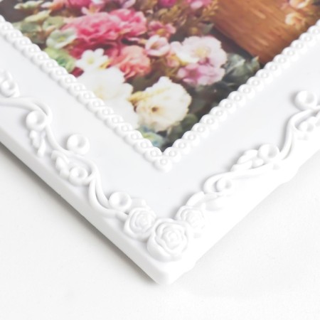 Photo frame plastic 10x15 cm "Plant pattern" white 17x22 cm-2