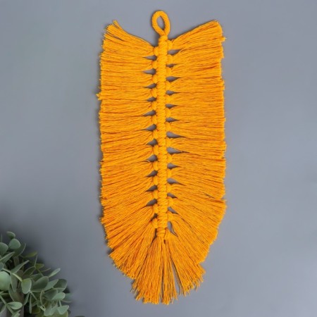 Panel wall -mounted macrame "leaf" yellow 30x15 cm