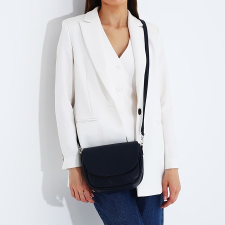 Richet bag on a magnet, outer pocket, long belt, blue color-8