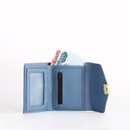 Women's wallet on the button, blue color-4