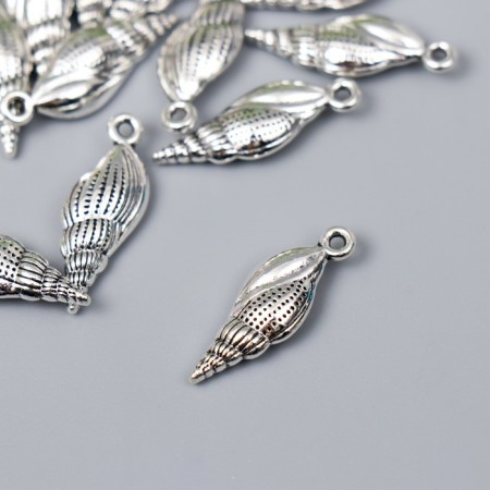Decor Metal for creativity "Shell spindle" silver G182B1094 2.4x0.8 cm