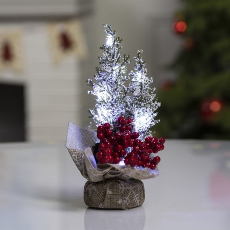 LED figure "Christmas tree in the snow", 10 × 19 × 5 cm, plastic, batteries CR2032x2, glow of white