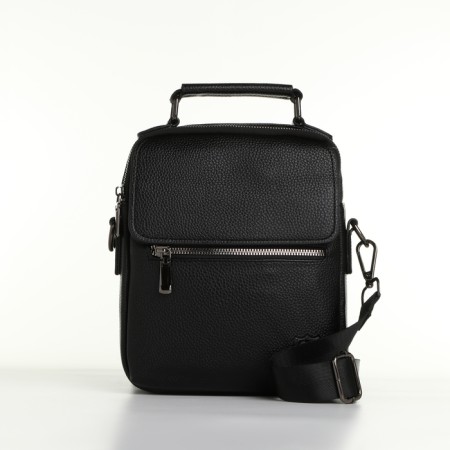 Male bag, guran tomp, artificial leather, black color-1