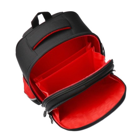 Frame backpack, 36 x 28 x 20 cm, Grizzly RAZ-287, with a cardholder, black/red RAZ-287-81-7