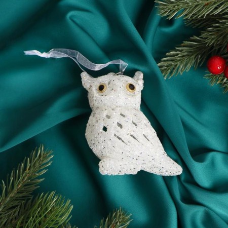 Christmas tree decoration "Snow Owl" 6x10 cm, white