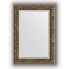 Mirror with fatset in the baguette frame - silver monogram 101 mm, 69 x 99 cm, evoForm