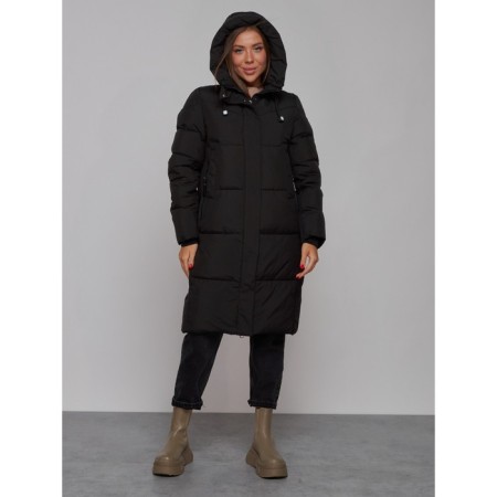 Coat insulated winter female, size 48, black color-4