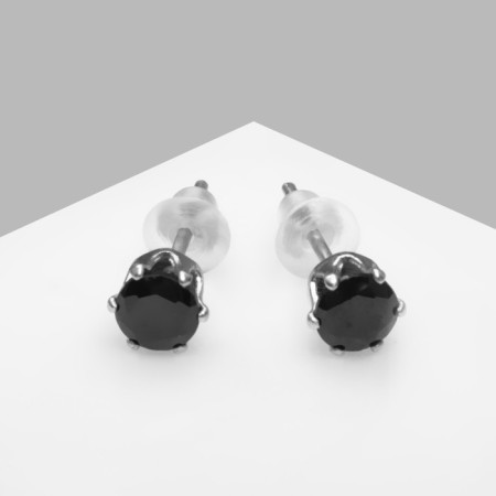 Earrings with rhinestones "Pusets" radiance, circle, d = 0.4, black color in silver-2