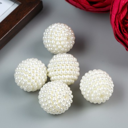 Beads for creativity plastic "Barashka pearl ball" set of 5 pcs 2.7x2.7x2.7 cm