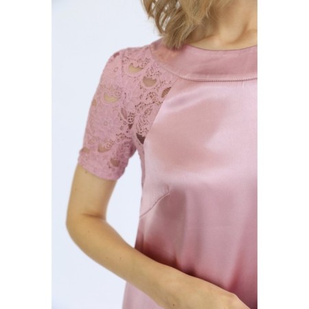 Atlas dress with lace sleeves, size 44-5