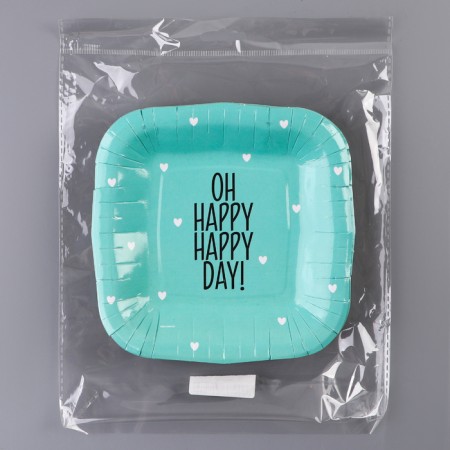 Disposable plate plate square "Happy Day", mint, 16.5x16.5 cm-5