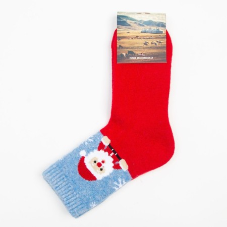 Women's socks from the Mongol wool "Santa", the color is red, size 25 (37-39)-4