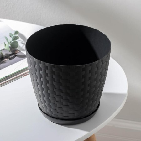 Pot for flowers with the Podon "Rotan", 1.2 l, color graphite-2