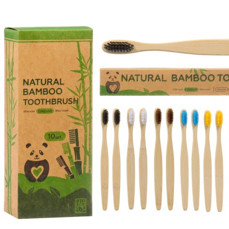Bamboo dental brush average 10 pieces, mix of flowers