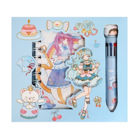 Notebook in a gift box, A6, 50 sheets, ballpoint handle 10-flower "Anime", mix-11