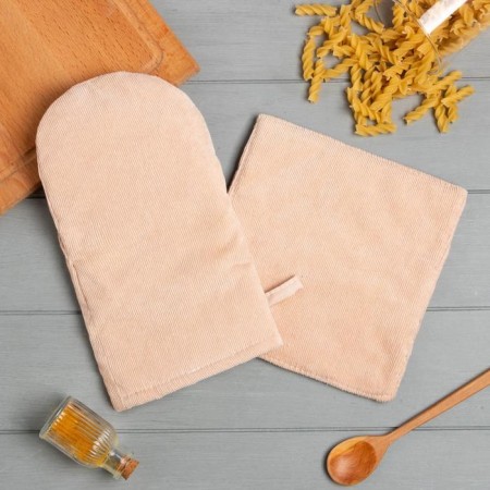 Kitchen set 2 objects of Ethel "Classic" color beige color, birch 19*19 cm, mittens 27*14 cm
