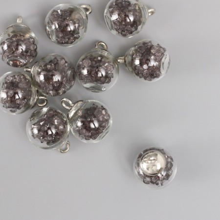 Suspension decorative for creativity glass "ball - pebbles" gray d = 1.6 cm set 10 pcs-1