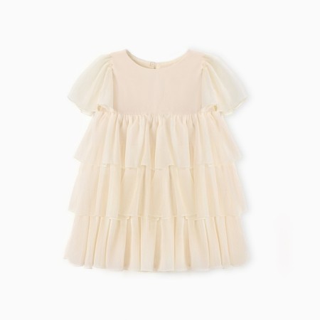 Платье для девочки MINAKU: PartyDress, цвет молочный, рост 128 см-8