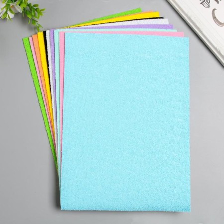 Foamiran terry "needlework" 2 mm, 21x29.7 cm (set of 10 sheets) Assorted No. 4-1
