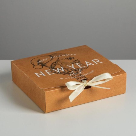 Folding Gift Box "New Year", 20 x 18 x 5 cm, new year