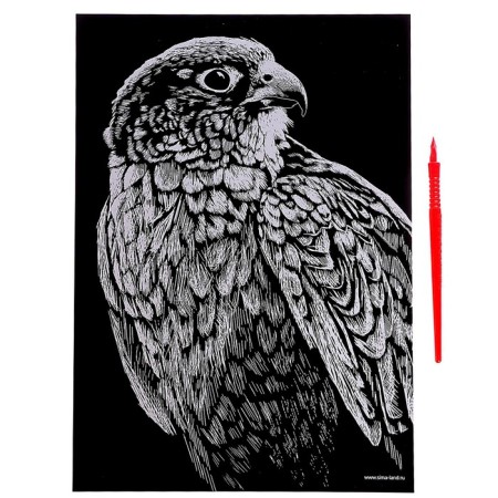 Engraving "Falcon" with a metallic effect of gold A4-2